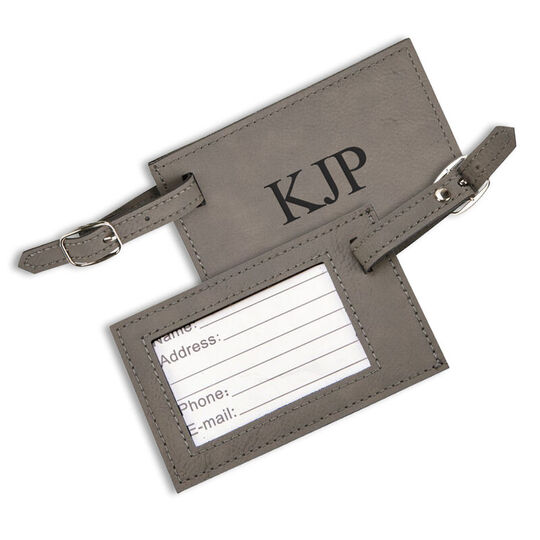 Grey Leatherette Luggage Tags